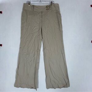 Ann Taylor Tan Beige Lindsay Pants Womens 12 Wide Leg Trouser High Rise Work